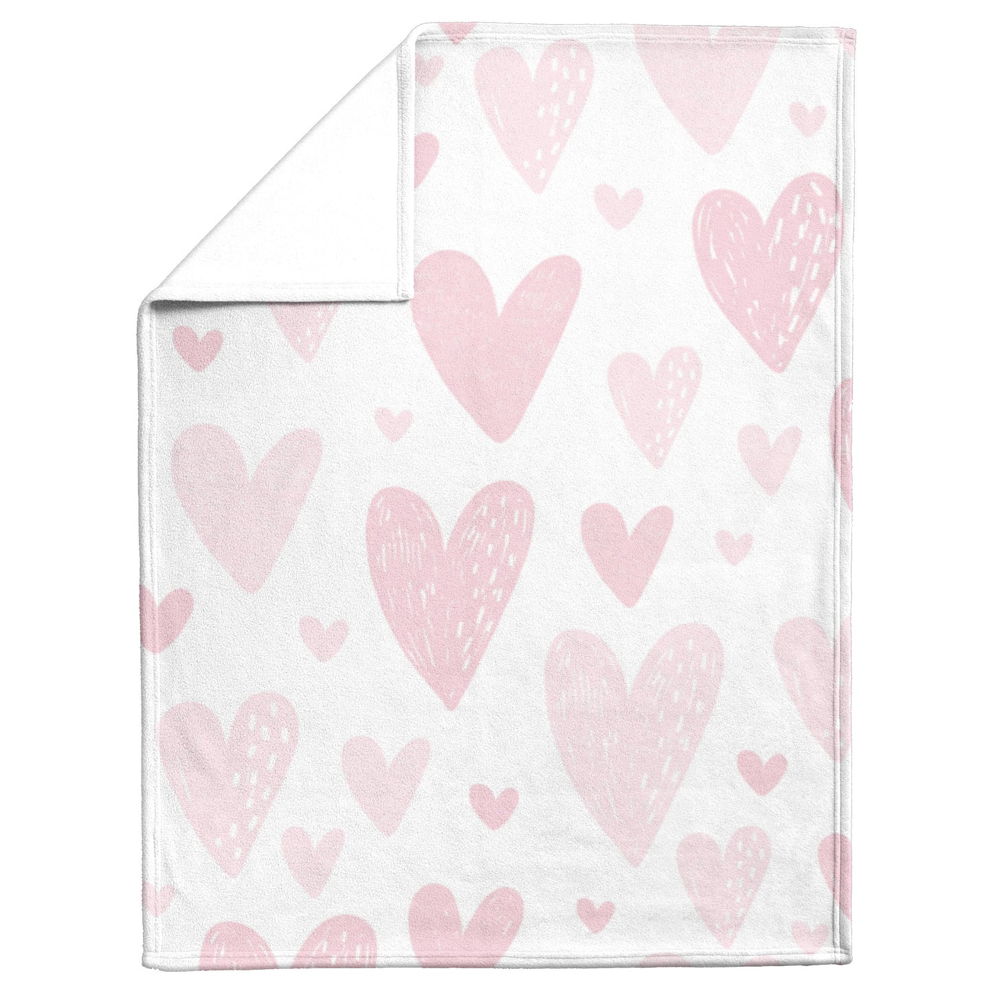 Pink Heart Reading Blanket - Fleece or Sherpa