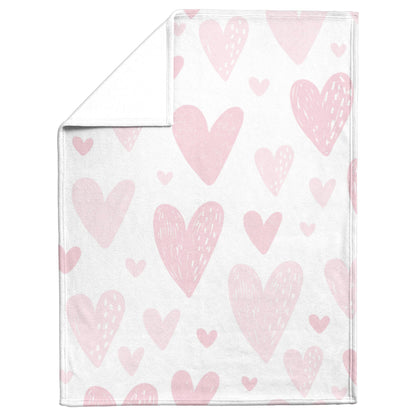 Pink Heart Reading Blanket - Fleece or Sherpa