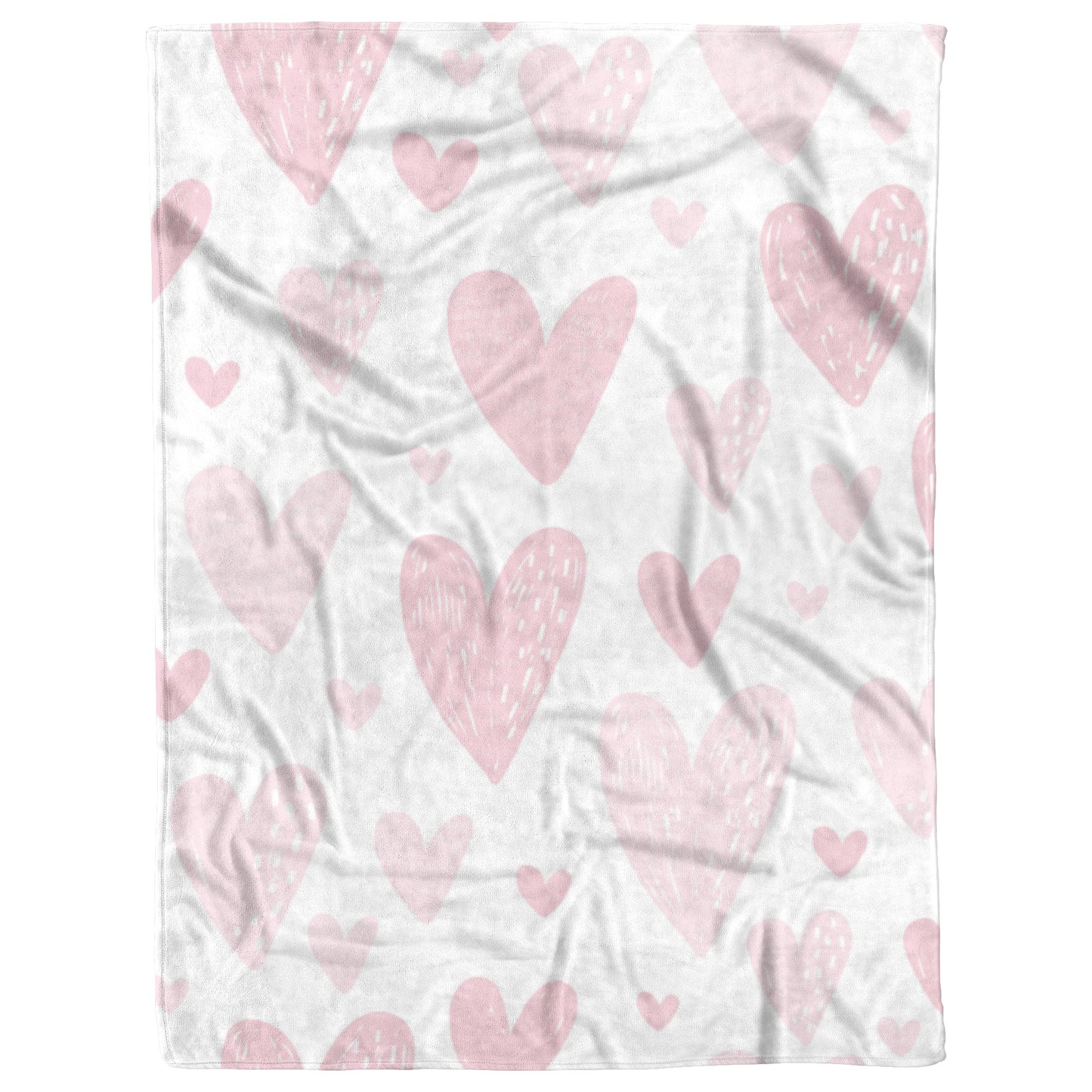 Pink Heart Reading Blanket - Fleece or Sherpa