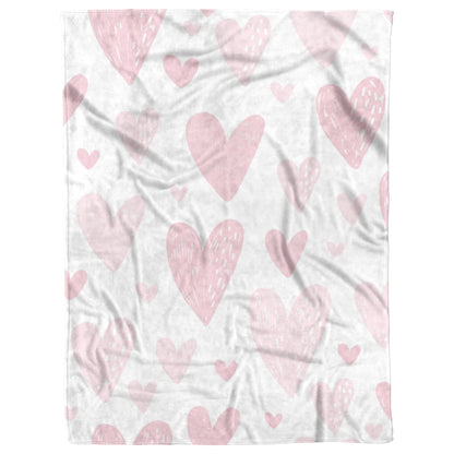 Pink Heart Reading Blanket - Fleece or Sherpa